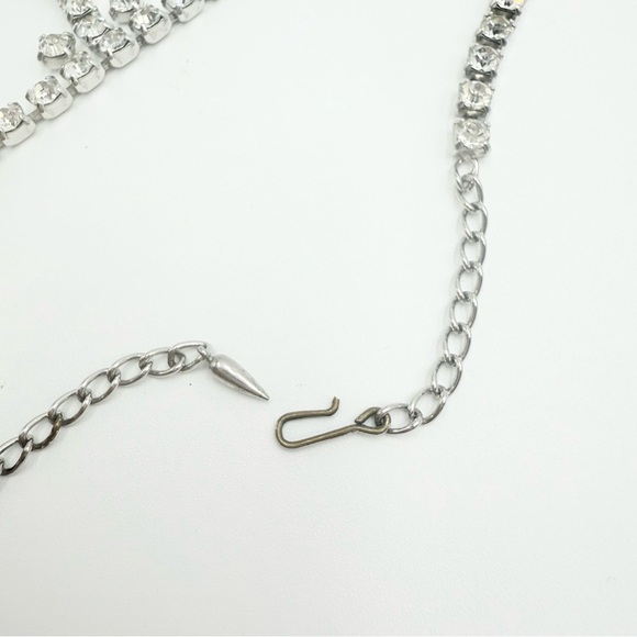 Vintage Clear Crystal Rhinestones Prong Choker Necklace Screw Back Earrings Sets - Picture 9 of 10